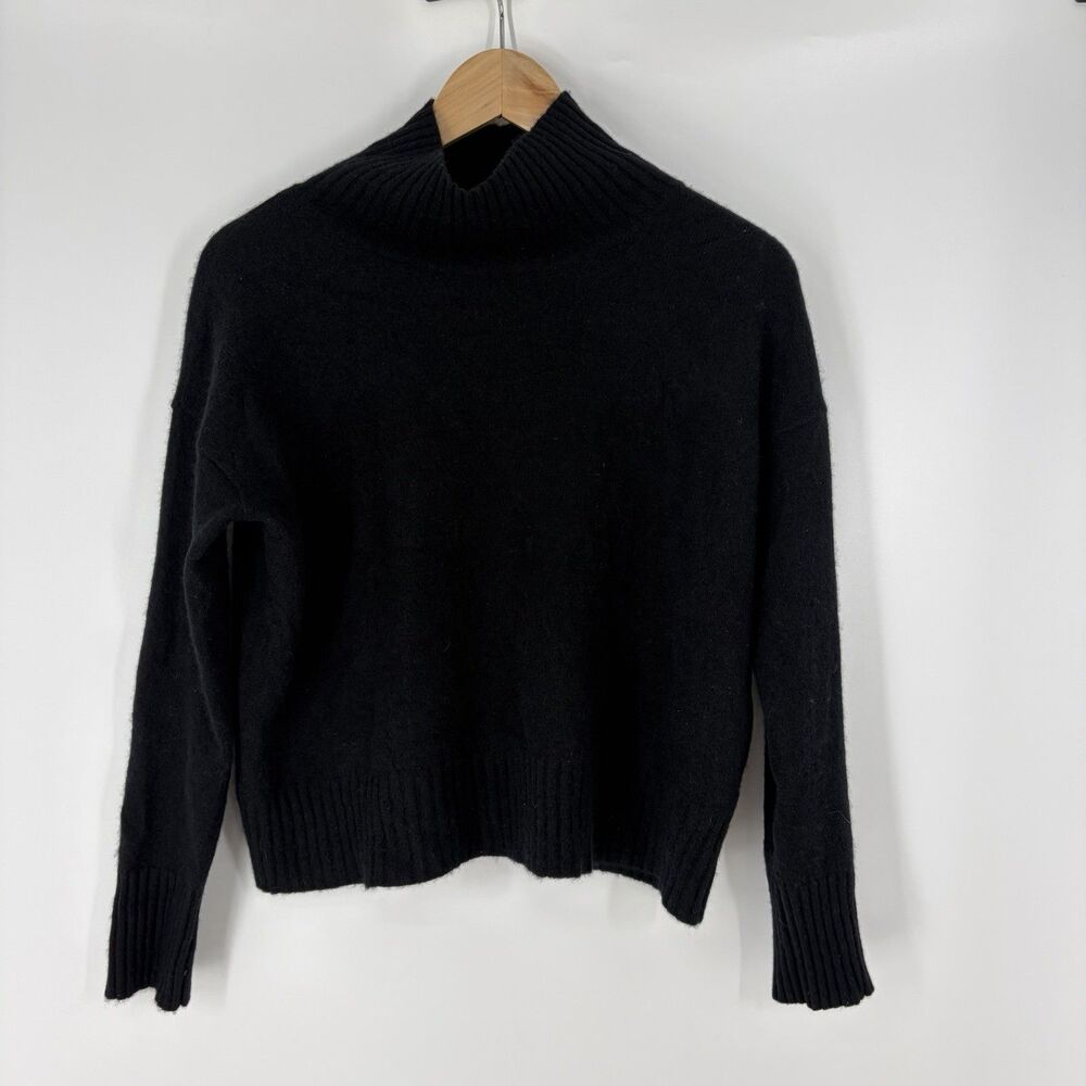 Free People Mock Neck Sweater Size XS Black Cashmere Pullover Crop Oversize Boho